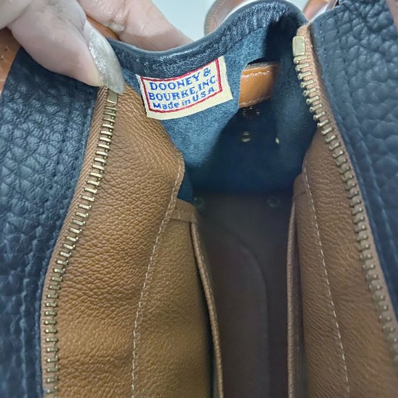 DOONEY & BOURKE ‘All Weather' Leather Black Tan Zip-Top Satchel Handbag VINTAGE - Picture 8 of 9
